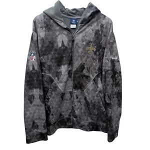 Reebok NFL New Orleans Saints Hoodie Gray Black Full Zip Mens L
